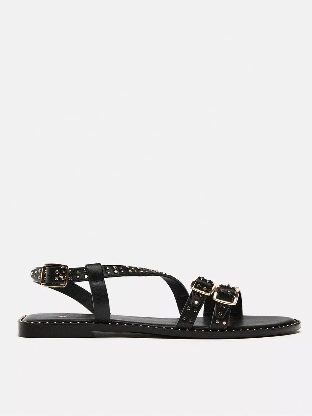 ZARA Studded Leather Flat Sandals | Size 8 US / EU 39 | NWT - Picture 3 of 8